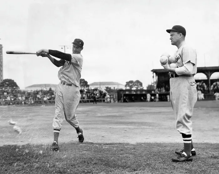 Framed Print : Ted Williams gets batting practice by hitting grapefruits pitched by Red Xox Manager Joe Cronin. Sarasota, Fla, March 2, 1940. CSU Archives Courtesy Everett Collection