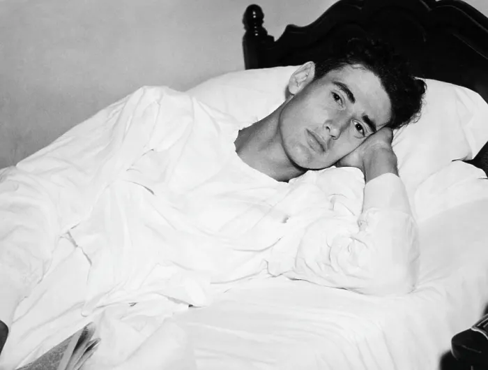 Framed Print : Ted Williams recovering from a mild collision suffered after colliding with Doc Cramer. Lakeside Hospital, Clevelamd, Ohio. June 25, 1942. CSU Archives Courtesy Everett Collection