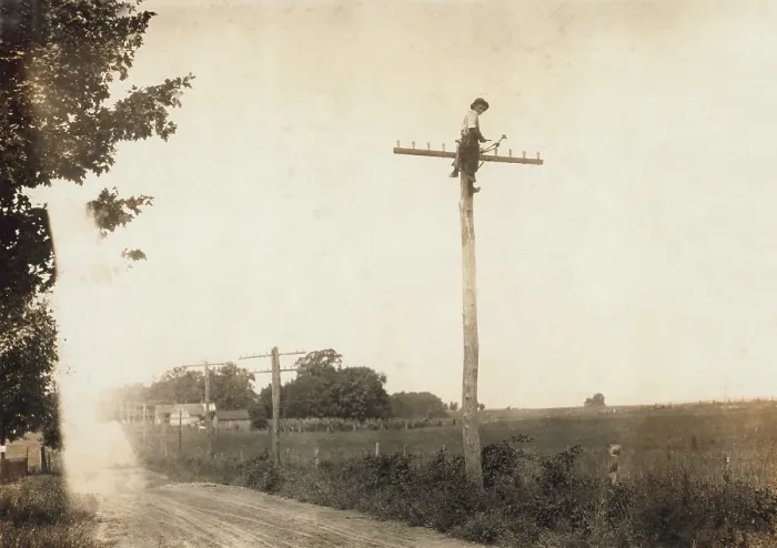 Framed Print : Telegraph lineman, Kentucky, photograph by Lewis Wickes Hine, August, 1916 Framed Print : Telegraph lineman, Kentucky, photograph by Lewis Wickes Hine, August, 1916