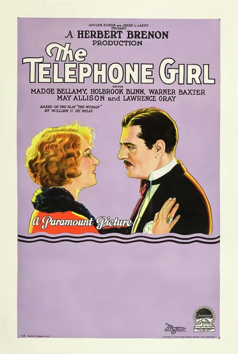 Framed Print : THE TELEPHONE GIRL, l-r: Madge Bellamy, Holbrook Blinn on poster art, 1927