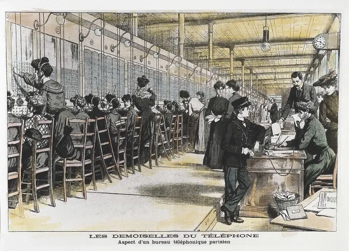 Framed Print : The telephone women (1904). Picture of 'Le Petit Journal'. Engraving. AISA / Everett Collection**US SALES ONLY**