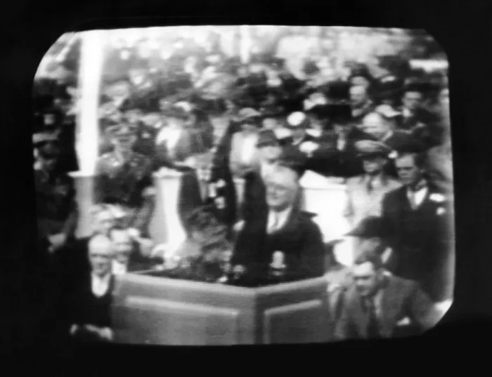 Framed Print : Television broadcast image of President Franklin Roosevelt at the opening ceremonies at the New York World's Fair