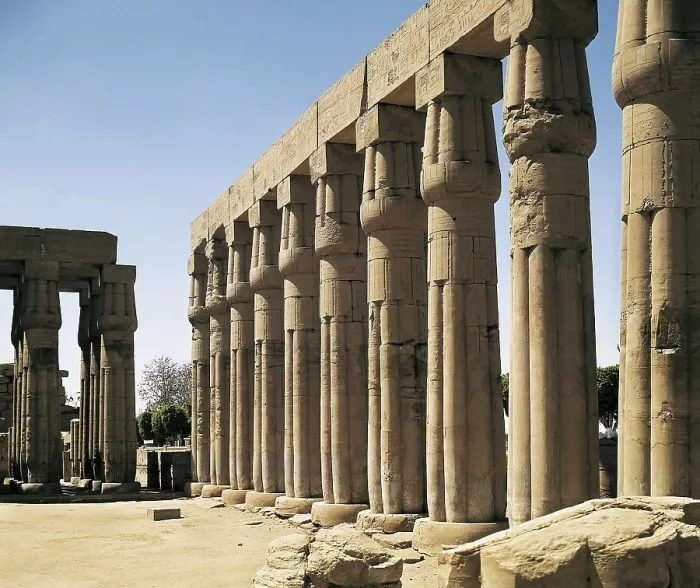 Framed Print : Temple of Amon - Ra. EGYPT. QUENA. Luksor. Thebes. Temple of Amon - Ra. Processional colonnade built by Amenhotep III, corridor lined by papyrus-capital columns. Egyptian art Framed Print : Temple of Amon - Ra. EGYPT. QUENA. Luksor. Thebes. Temple of Amon - Ra. Processional colonnade built by Amenhotep III, corridor lined by papyrus-capital columns. Egyptian art