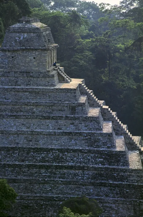 Framed Print : Temple of the Inscriptions. MEXICO. CHIAPAS. Palenque. Late classic period. Temple built on a 9-level step pyramid. Maya art