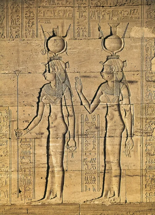 Framed Print : Temple of Isis. EGYPT. Philae. Temple of Isis. Goddesses Isis and Nephtis, sisters of Osiris. Bas-relief located on the northern outside wall of the sanctuary. Egyptian art Framed Print : Temple of Isis. EGYPT. Philae. Temple of Isis. Goddesses Isis and Nephtis, sisters of Osiris. Bas-relief located on the northern outside wall of the sanctuary. Egyptian art