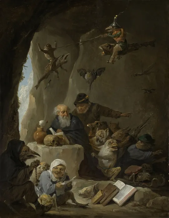 Framed Print : The Temptation of St Anthony, David Teniers (II), 1640-60, Flemish painting, oil on panel. St Framed Print : The Temptation of St Anthony, David Teniers (II), 1640-60, Flemish painting, oil on panel. St
