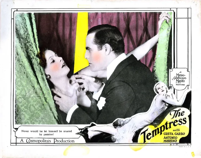 Framed Print : THE TEMPTRESS, US lobbycard, from left: Greta Garbo, Antonio Moreno, 1926 Framed Print : THE TEMPTRESS, US lobbycard, from left: Greta Garbo, Antonio Moreno, 1926