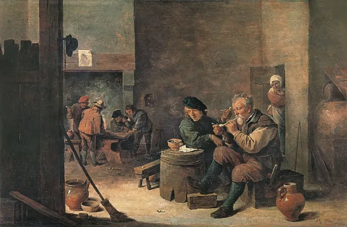 Framed Print : TENIERS II, David, 'the Younger' (1610-1690). Smokers. 1650. Baroque art. ; Flemish art. Oil on canvas. SPAIN. Madrid. Prado Museum