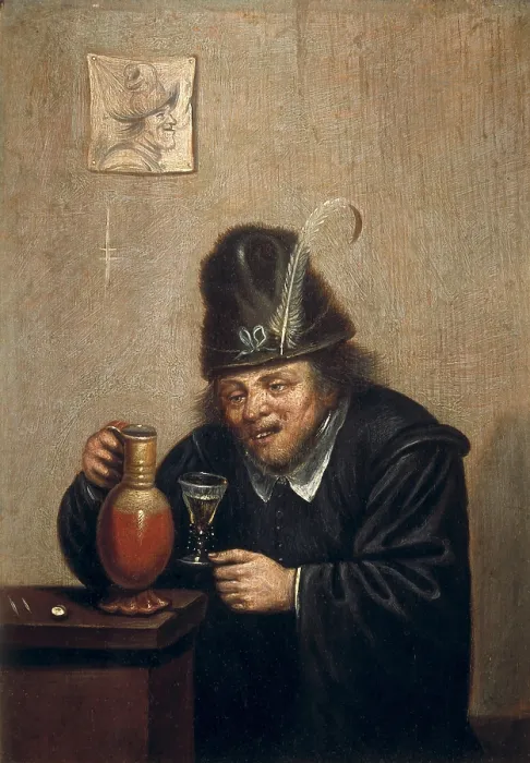 Framed Print : TENIERS II, David, 'the Younger' (1610-1690). A man drinking. 17th c. TENIERS II, David 'the Younger' (1610-1690). 'The drinker'. Flemish painting