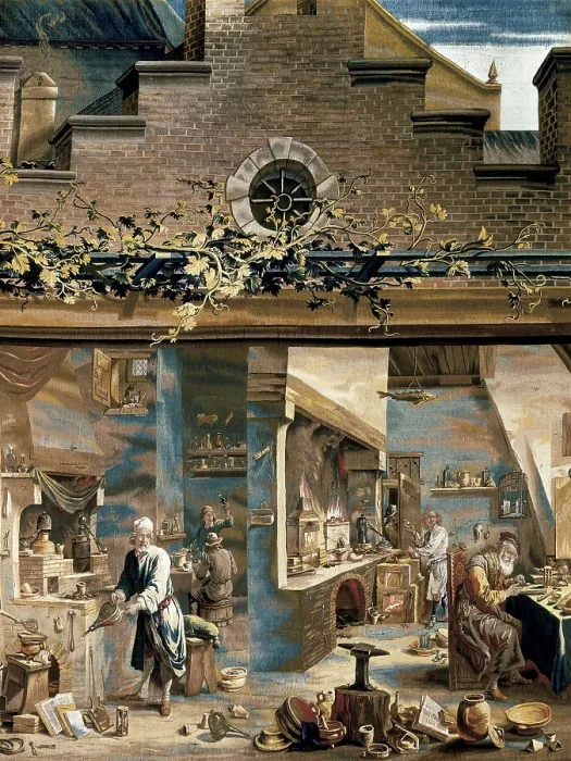 Framed Print : TENIERS II, David, 'the Younger' (1610-1690). The Alchemist. ca. 1648. Flemish art. Tapestry. SPAIN. Madrid. Royal Palace. AISA / Everett Collection**US SALES ONLY**
