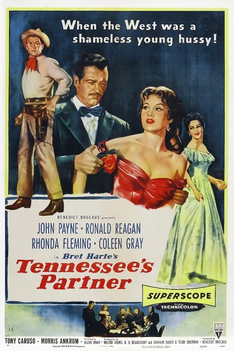 Framed Print : TENNESSEE'S PARTNER, US poster, from left: Ronald Reagan, John Payne, Rhonda Fleming, 1955 Framed Print : TENNESSEE'S PARTNER, US poster, from left: Ronald Reagan, John Payne, Rhonda Fleming, 1955