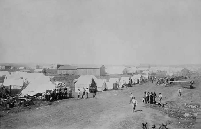 Framed Print : Tent city in a cornfield at Anadarko Townsite, Oklahoma Territory, August 8, 1901