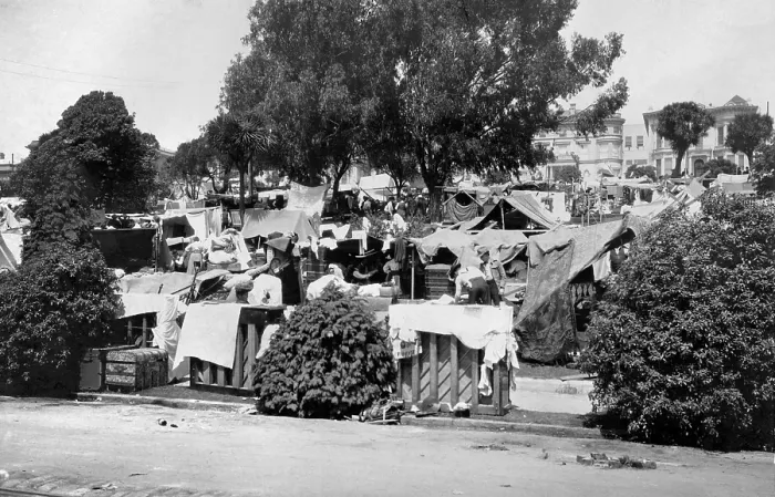 Framed Print : Tent city in Jefferson Square, San Francisco, on April 20, 1906 after April 18, 1906 earthquake