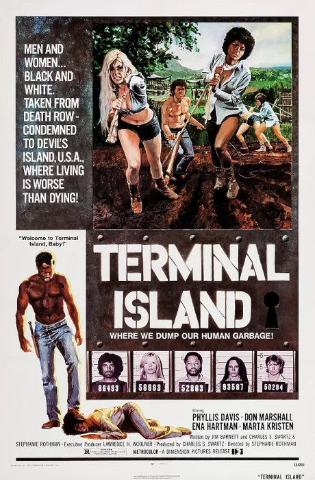 Framed Print : TERMINAL ISLAND, US poster, top front from left: Marta Kristen, Ena Hartman, 1973 Framed Print : TERMINAL ISLAND, US poster, top front from left: Marta Kristen, Ena Hartman, 1973