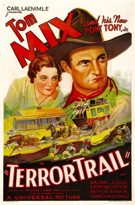 Framed Print : TERROR TRAIL, from left: Naomi Judge, Tom Mix, 1933