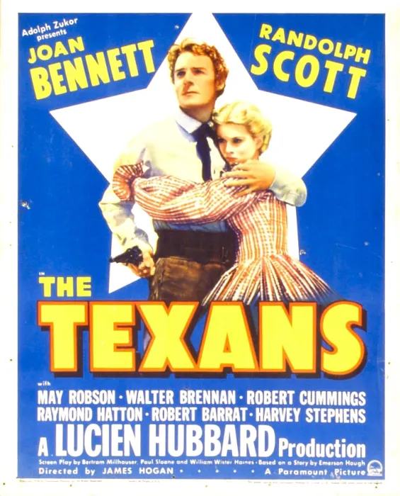 Framed Print : THE TEXANS, from left: Randolph Scott, Joan Bennett on window card, 1938