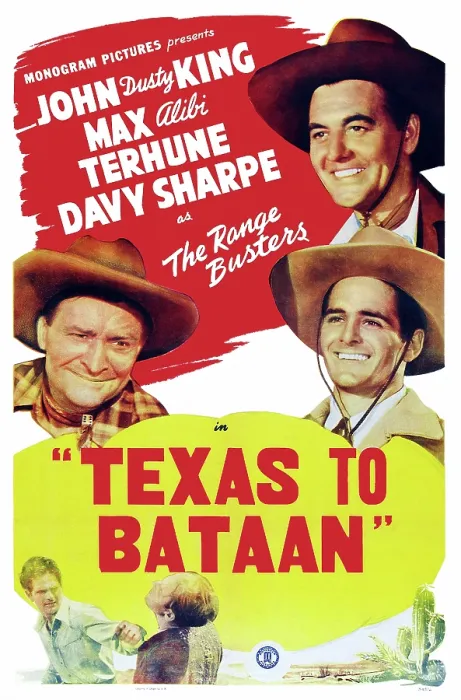 Framed Print : TEXAS TO BATAAN, US poster art, clockwise from top right: John King, David Sharpe, Max Terhune, 1942