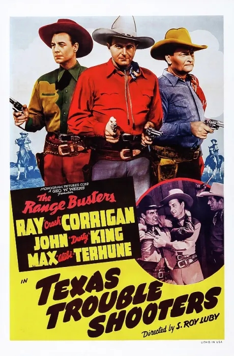 Framed Print : TEXAS TROUBLE SHOOTERS, US poster art, from left: Ray Corrigan, John King, Max Terhune, 1942