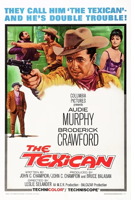 Framed Print : THE TEXICAN, US poster art, Broderick Crawford, ( bottom left), Audie Murphy, (top second right)