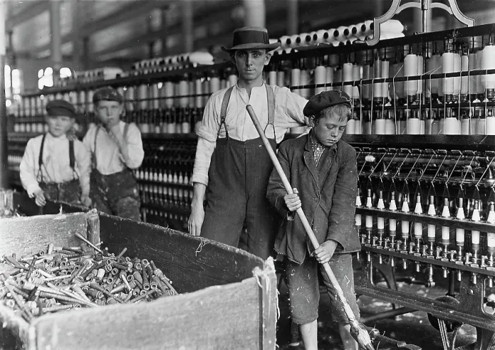 Framed Print : A textile mill. Sweeper and doffer boys in Lancaster Cotton Mills, Lancaster, S.C. Photograph by Lewis Wickes Hine, December 1, 1908