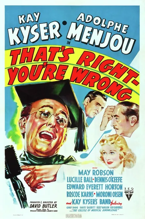 Framed Print : THAT'S RIGHT - YOU'RE WRONG, US poster art, clockwise from left: Kay Kyser, Everett Edward Horton, Adolphe Menjou, Lucille Ball, 1939