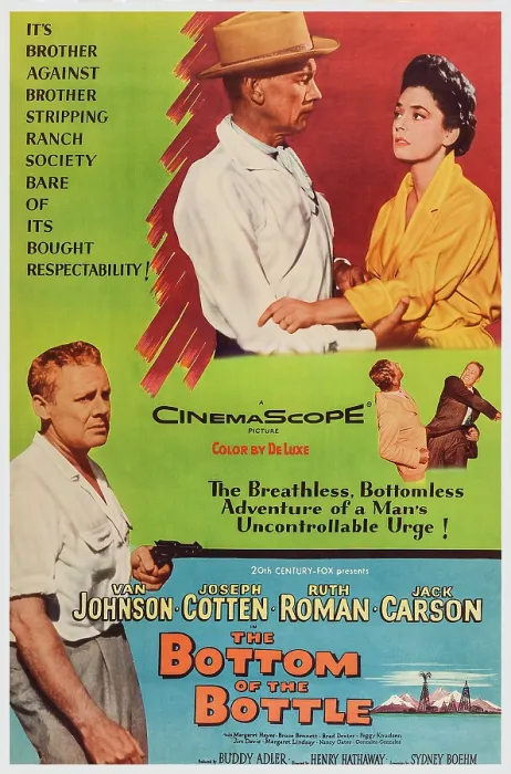 Framed Print : THE BOTTOM OF THE BOTTLE, US poster art, top from left: Joseph Cotten, Ruth Roman; bottom left: Van Johnson, 1956. TM & Copyright 20th Century-Fox Film Corp