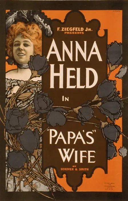Framed Print : Theater poster advertising Florenz Ziegfeld's production of PAPAS WIFE, staring his wife, Anna Held. 1900