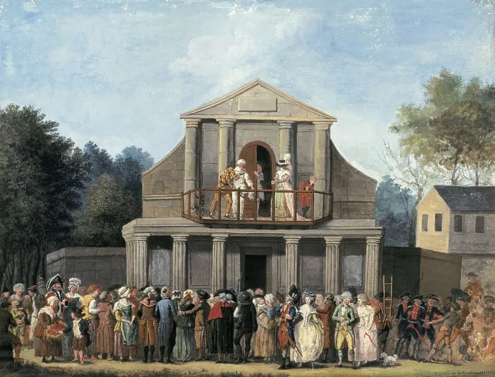 Framed Print : Theatrical Performance at the Saint-Laurent Fair. 1786. Watercolour. FRANCE. Paris. Muse Carnavalet (Carnavalet Museum). AISA / Everett Collection**US SALES ONLY**