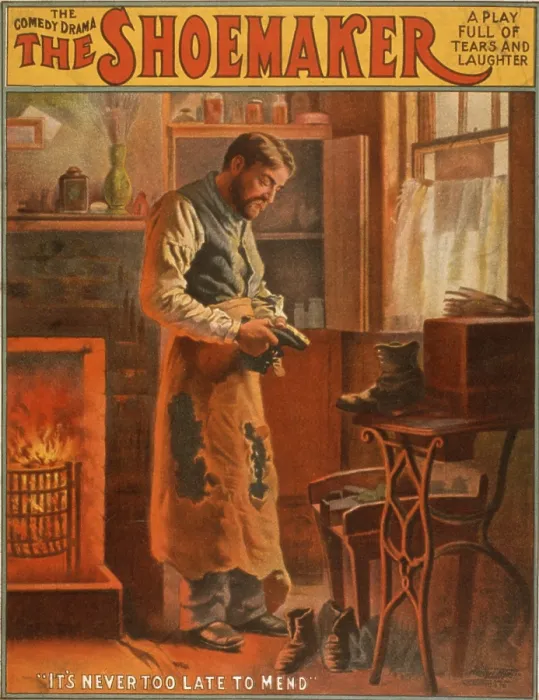 Framed Print : Theatrical poster for a comedy-drama entitled THE SHOEMAKER. Ca. 1907