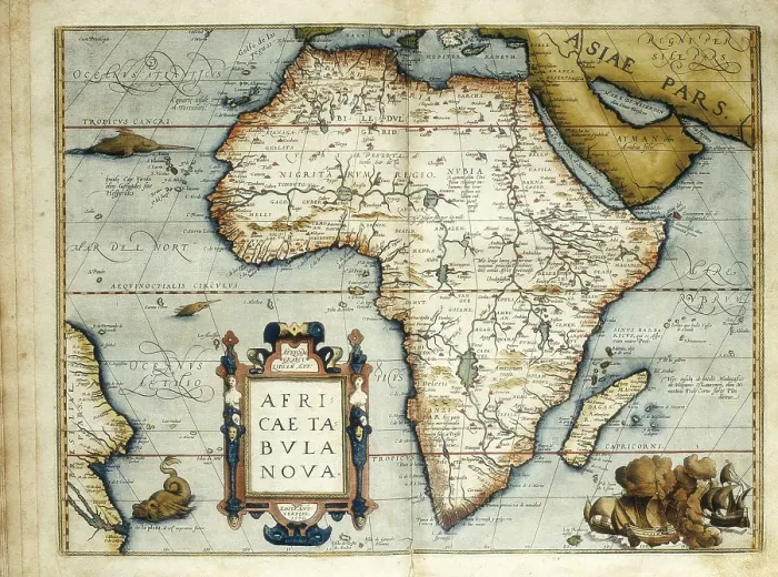 Framed Print : Theatrum Orbis Terrarum (1574) by Abraham Ortelius. Map of Africa. Engraving. AISA / Everett Collection (38086)**US SALES ONLY**