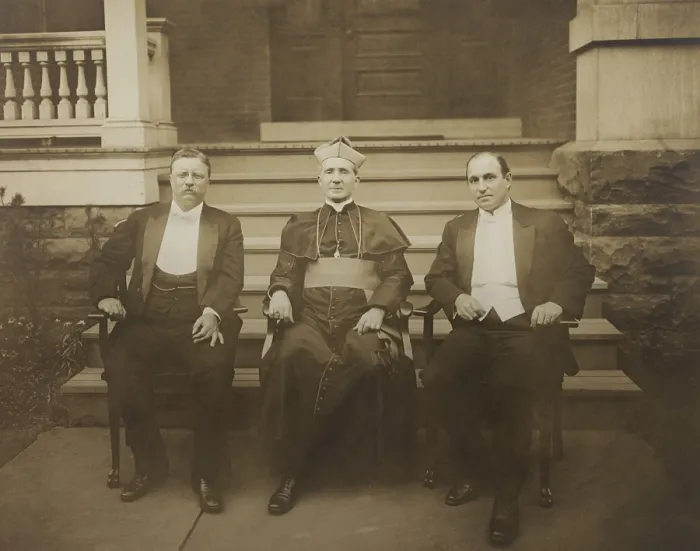 Framed Print : Theodore Roosevelt; Bishop Michael John Hoban of Scranton, PA; and Labor Leader, John Mitchell. In August 1910, Col
