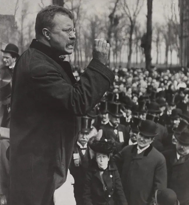 Framed Print : Theodore Roosevelt delivering a speech, Evanston, Illinois, April 2, 1903 (BSLOC_2017_4_53) Framed Print : Theodore Roosevelt delivering a speech, Evanston, Illinois, April 2, 1903 (BSLOC_2017_4_53)