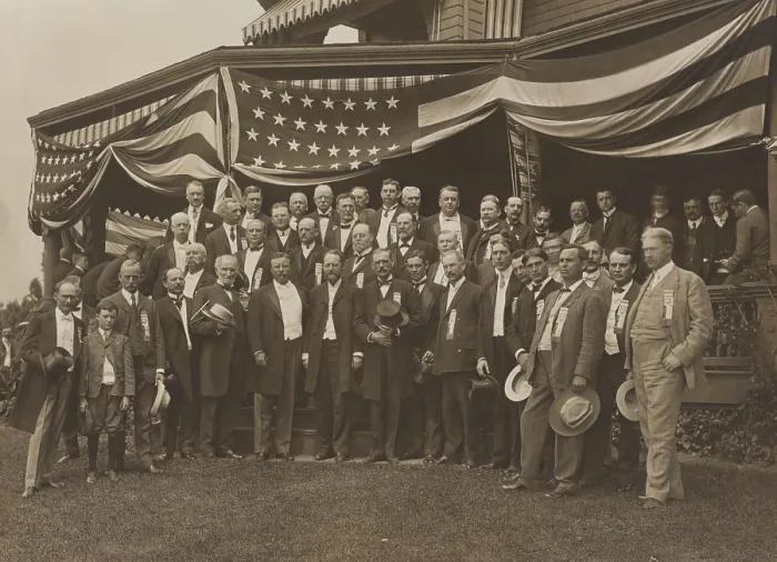 Framed Print : Theodore Roosevelt, receives the Republican Nomination Committee at Sagamore Hill, August 1904