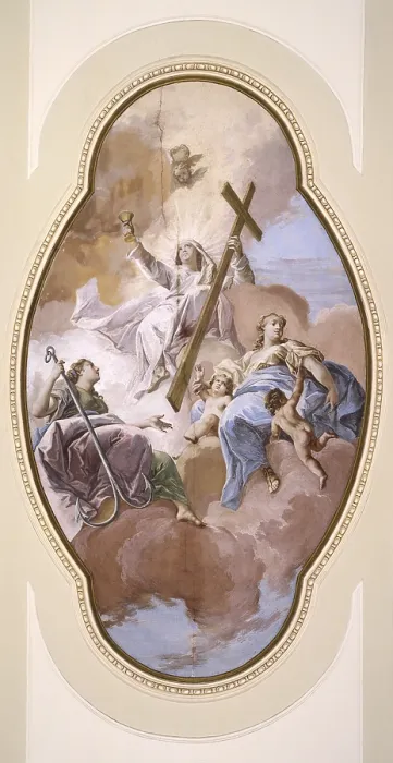 Framed Print : Theological Virtues, by Jacopo Guarana, second half 18th Century, fresco - Italy, Veneto, Quinto di Treviso, Parish Church. Total