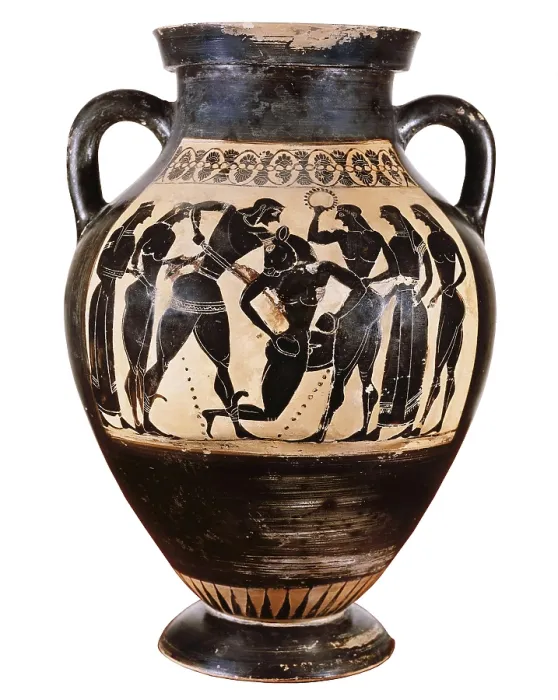 Framed Print : Theseus and the Minotaur. 6th c. BC. Attic black-figure amphora. Archaic Greek art. Ceramics. ITALY. Rome. Capitoline Museums. AISA / Everett Collection**US SALES ONLY**