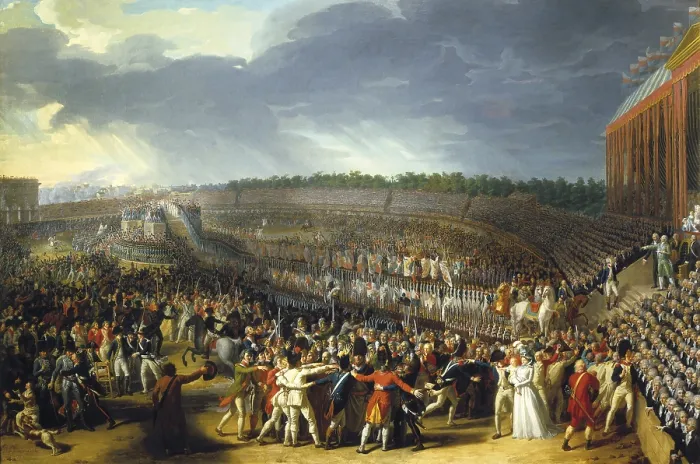 Framed Print : THEVENIN, Charles (1764-1838). The Celebration of the Federation, Champs de Mars, Paris, 14 July 1790. ca. 1789-1793