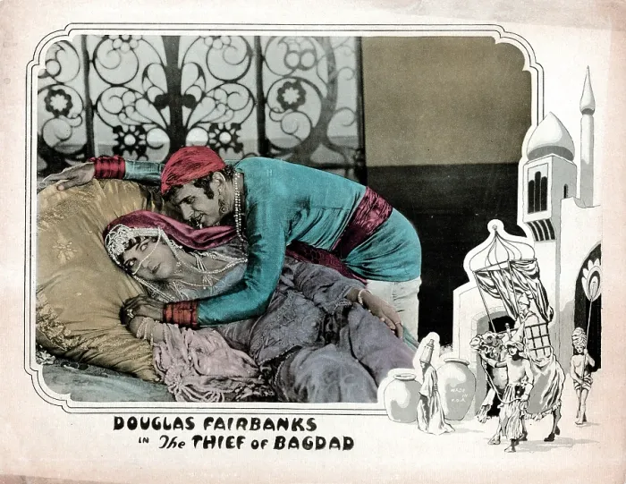 Framed Print : THE THIEF OF BAGDAD, lobbycard, from left: Julanne Johnston, Douglas Fairbanks, Sr. 1924