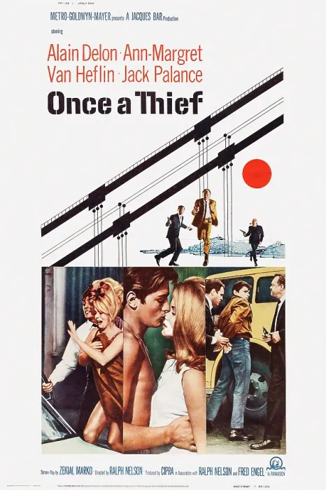 Framed Print : ONCE A THIEF, US poster art, bottom from left: Alain Delon, Ann-Margret, (twice), Steve Mitchell, Alain Delon, Van Heflin, 1965