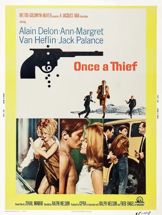 Framed Print : ONCE A THIEF, US poster, bottom from left: Alain Delon, Ann-Margret, Alain Delon, Ann-Margret, Steve Mitchell, Alain Delon, Van Heflin, 1965