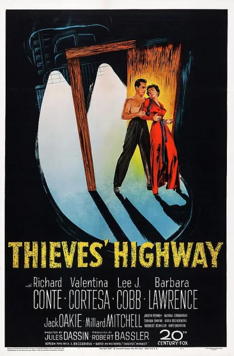 Framed Print : THIEVES HIGHWAY, from left: Richard Conte, Valentina Cortesa, 1949, TM and Copyright 20th Century Fox Film Corp. All rights reserved. / courtesy Everett Collection