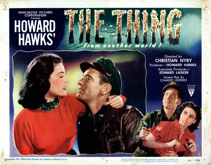 Framed Print : THE THING FROM ANOTHER WORLD, From Left: Margaret Sheridan, Kenneth Tobey, 1951 Framed Print : THE THING FROM ANOTHER WORLD, From Left: Margaret Sheridan, Kenneth Tobey, 1951