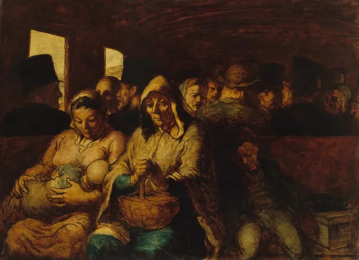 Framed Print : THE THIRD-CLASS CARRIAGE, by Honore Daumier, 1862-64, French painting, oil on canvas. This is a classic realist image of third-class railway travelers Framed Print : THE THIRD-CLASS CARRIAGE, by Honore Daumier, 1862-64, French painting, oil on canvas. This is a classic realist image of third-class railway travelers