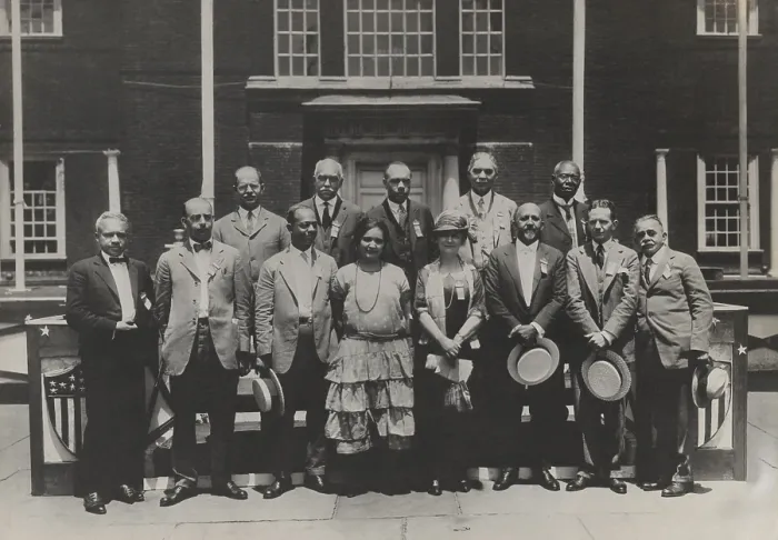 Framed Print : Thirteen African American attendees of a Convention in Philadelphia in the 1920s. Group includes Mary Ovington, W. E. B Framed Print : Thirteen African American attendees of a Convention in Philadelphia in the 1920s. Group includes Mary Ovington, W. E. B
