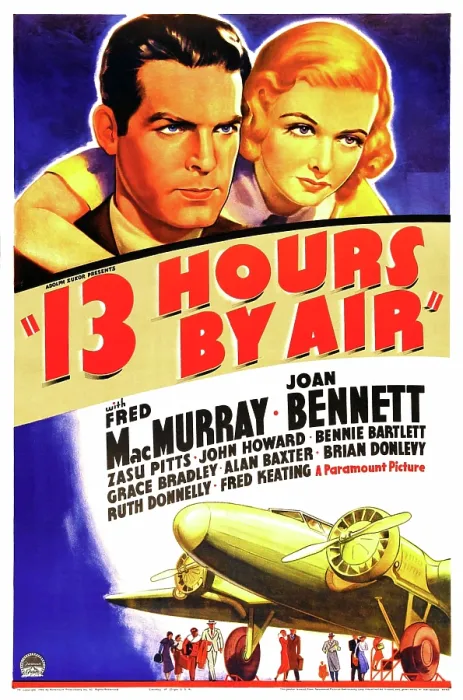 Framed Print : THIRTEEN HOURS BY AIR, (aka 13 HOURS BY AIR), US poster art, from left: Fred MacMurray, Joan Bennett, 1936