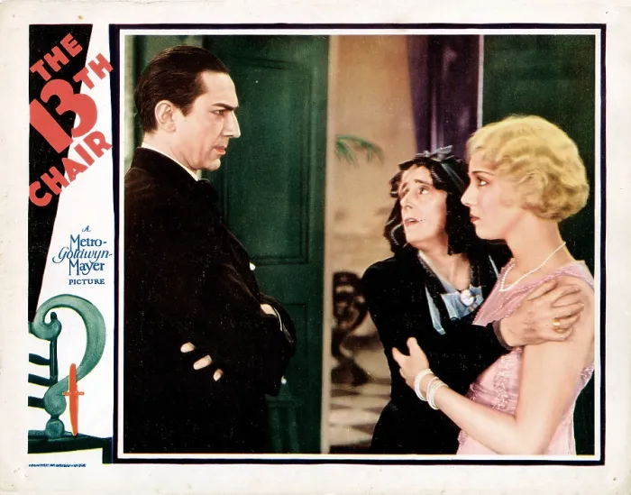 Framed Print : THE THIRTEENTH CHAIR, (aka THE 13TH CHAIR), from left on lobbycard: Bela Lugosi, Margaret Wycherly, Leila Hyams, 1929