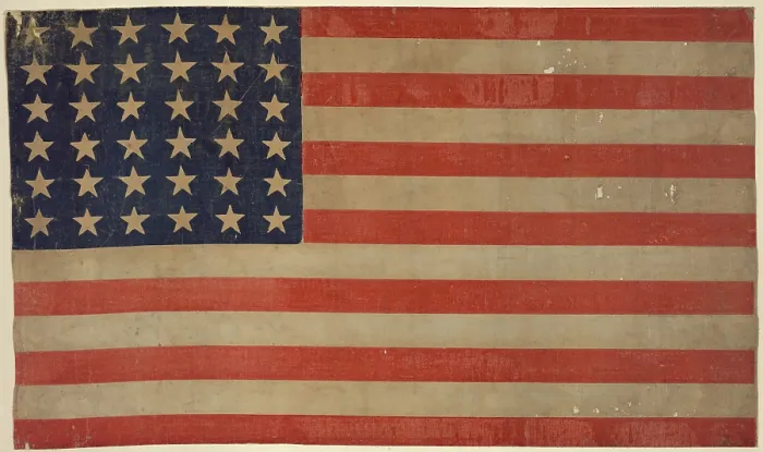 Framed Print : The thirty-six-star flag of the United States was the official banner from July 4, 1865 - July 3, 1867