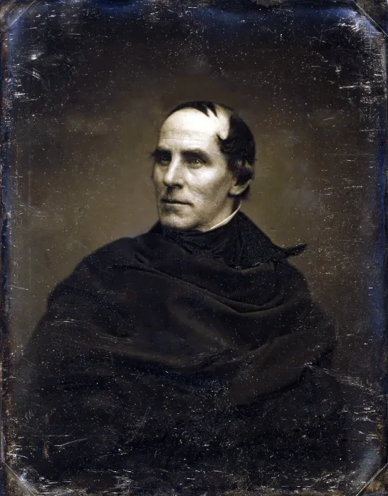 Framed Print : Thomas Cole (1801-1848). The founding painter of the American 'Hudson River School, ' of romantic landscape painting. Mathew Brady daguerreotype, ca. 1846