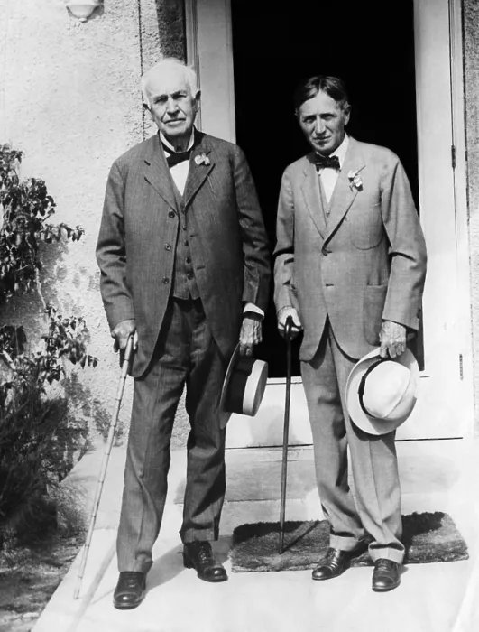 Framed Print : Thomas Edison and Harvey Firestone at Firestone's Miami Beach Florida home, April 1928. Courtesy CSU Archives / Everett Collection
