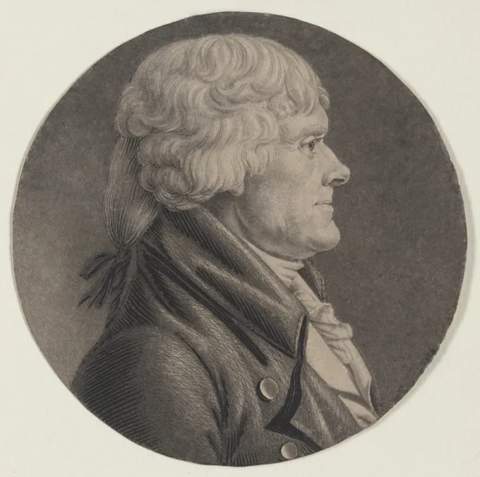 Framed Print : Thomas Jefferson in 1805 profile portrait by French artist, Charles Balthazar Julien Saint-Mmin