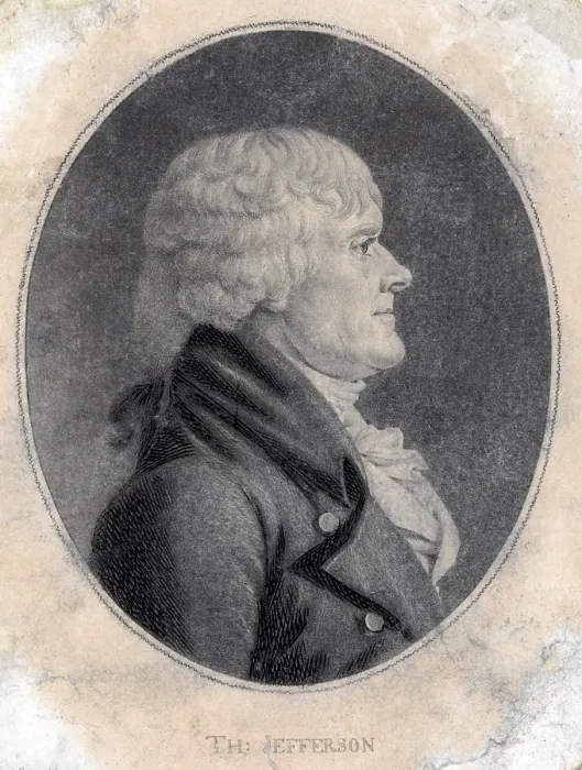 Framed Print : Thomas Jefferson, third President of the United States. engraving by Saint-Mmin ca. 1804